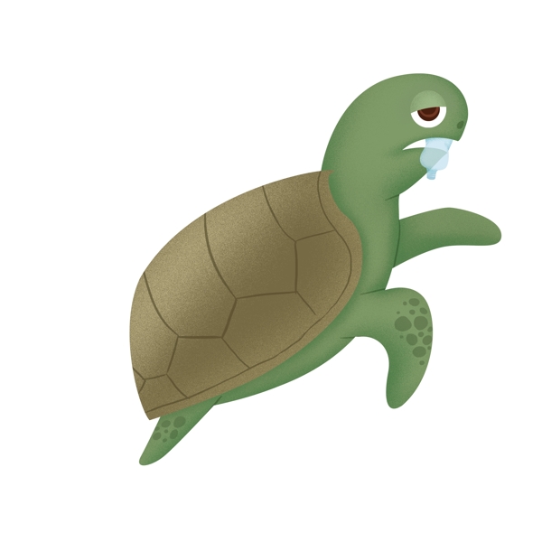 卡通手绘绿色乌龟动物设计