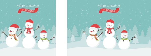 可爱雪人圣诞插画素材