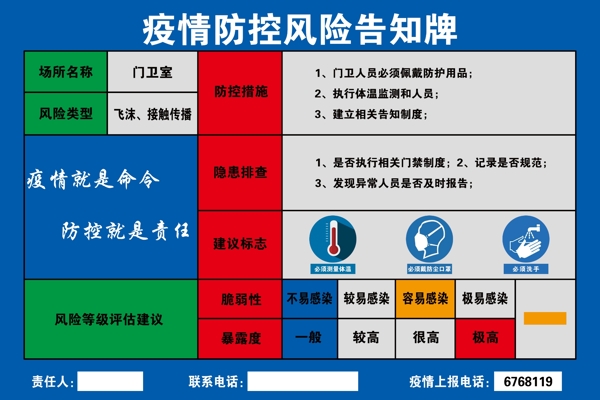 疫情防控风险告知牌