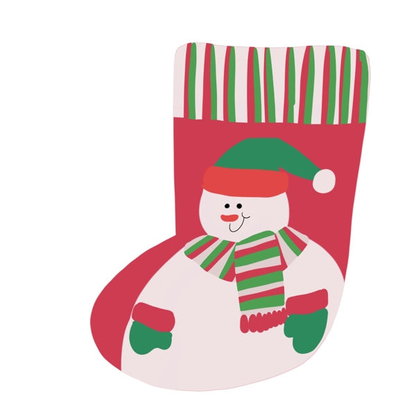 圣诞节雪人袜子手绘插画素材