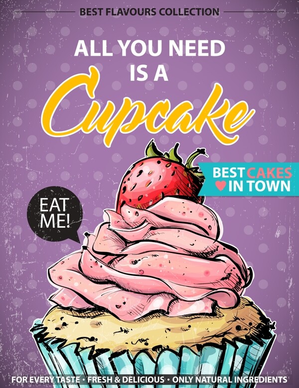 草莓纸杯蛋糕海报图片