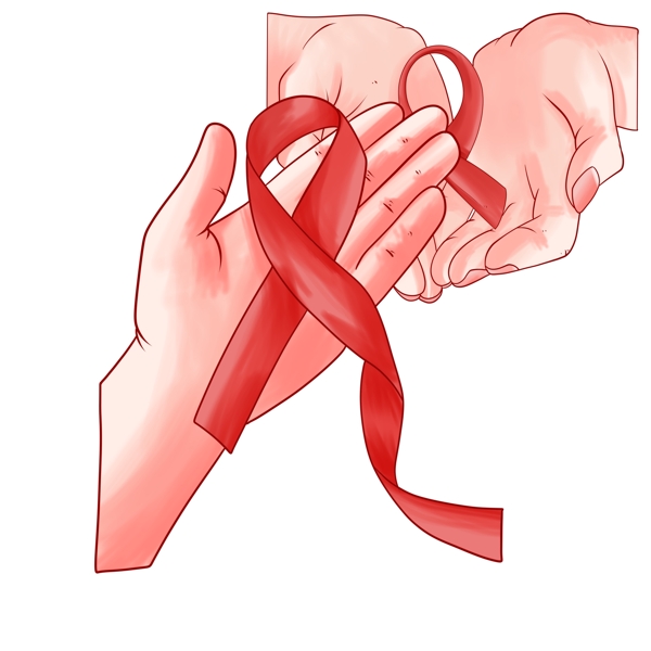 艾滋病日关爱艾滋病手拿红色丝带图片