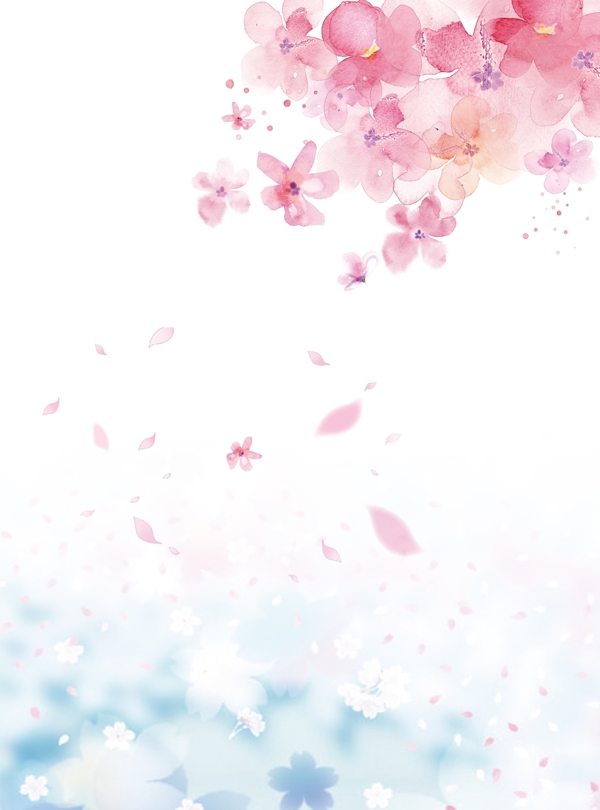 粉色蓝色樱花桃花飘落元素