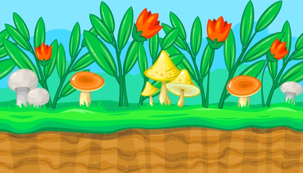彩色卡通蘑菇插画