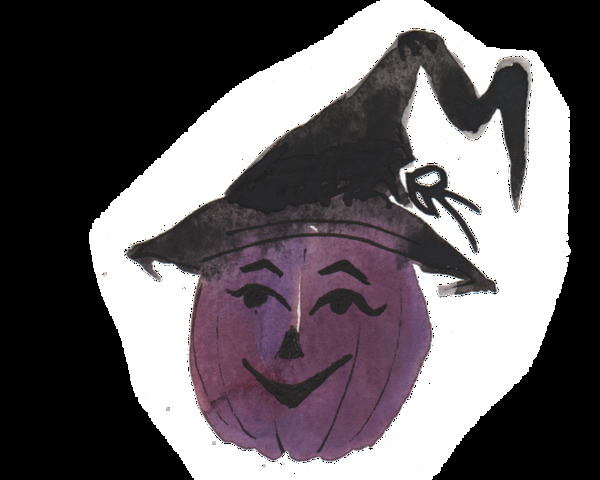 紫黑色魔鬼水彩手绘透明素材