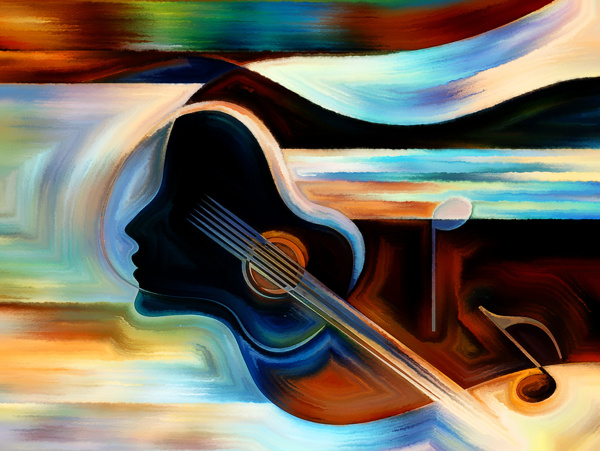 抽象油画热爱音乐
