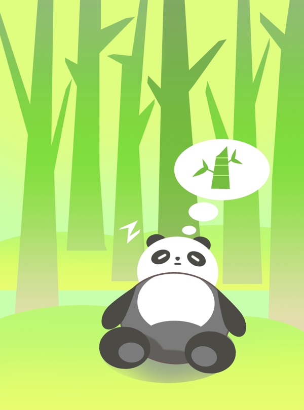 熊猫竹子插画图片