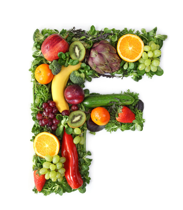 蔬菜水果组成的字母F