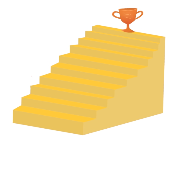 金色楼梯和奖杯插画