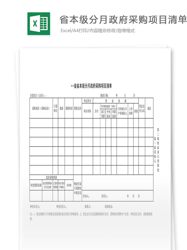 省本级分月采购项目清单