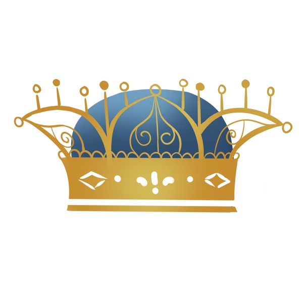 皇冠蓝色系扁平设计图标