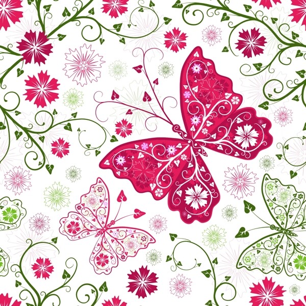 矢量素材线条彩色蝴蝶写实花纹