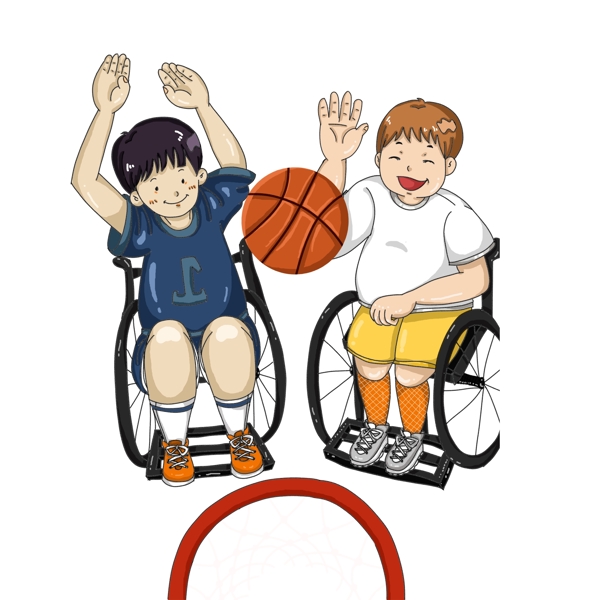 打篮球的残疾人男孩可商用元素