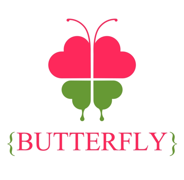 2018粉色绿色蝴蝶配图喷绘logo