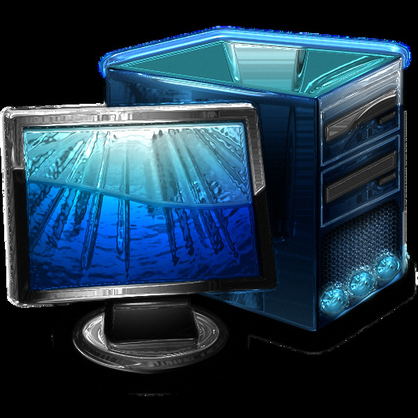 漂亮蓝色台式电脑免抠png透明素材