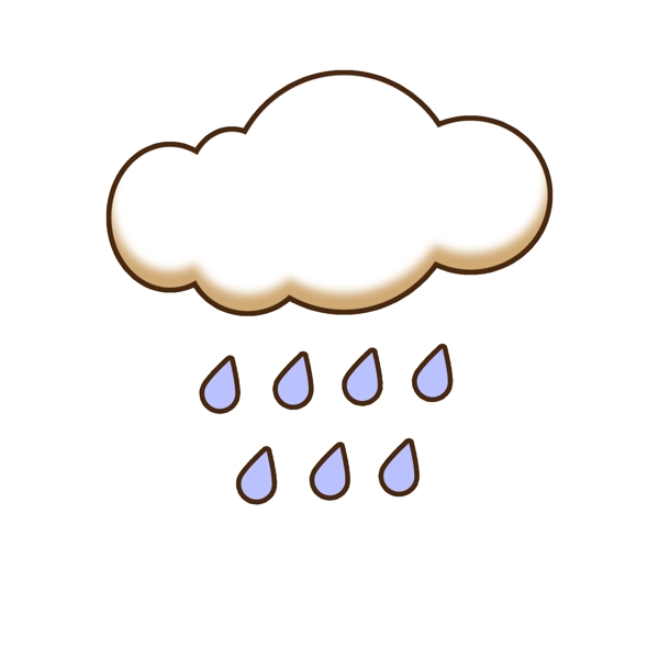 卡通简笔白云蓝色雨滴天气云朵矢量手绘元素