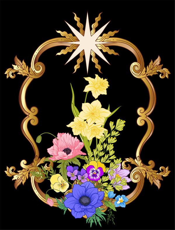 矢量花朵与边框图片