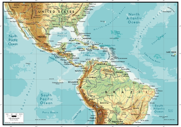 美丽的世界地图矢量素材中央美国地图