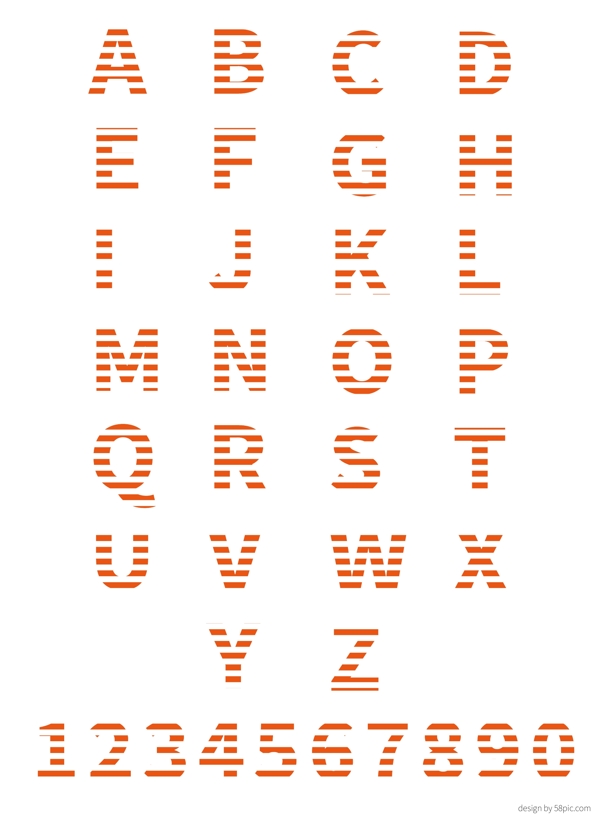 英文大写字母数字几何风创意字体