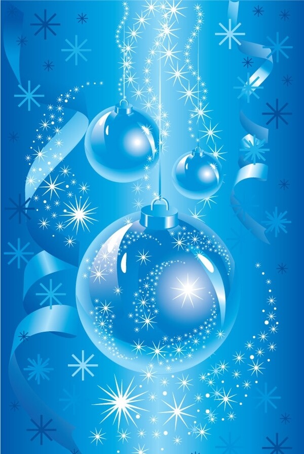 蓝色圣诞球圣诞背景图片