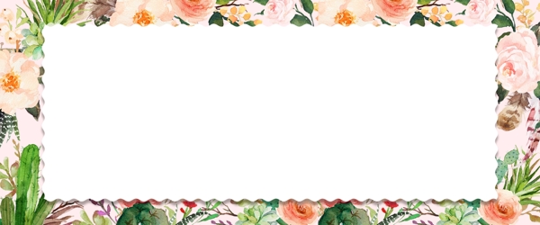 小清新手绘水彩花朵边框背景