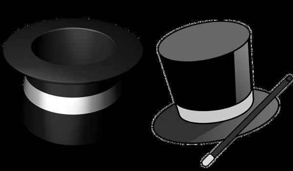 两个黑色魔术帽免抠png透明图层素材