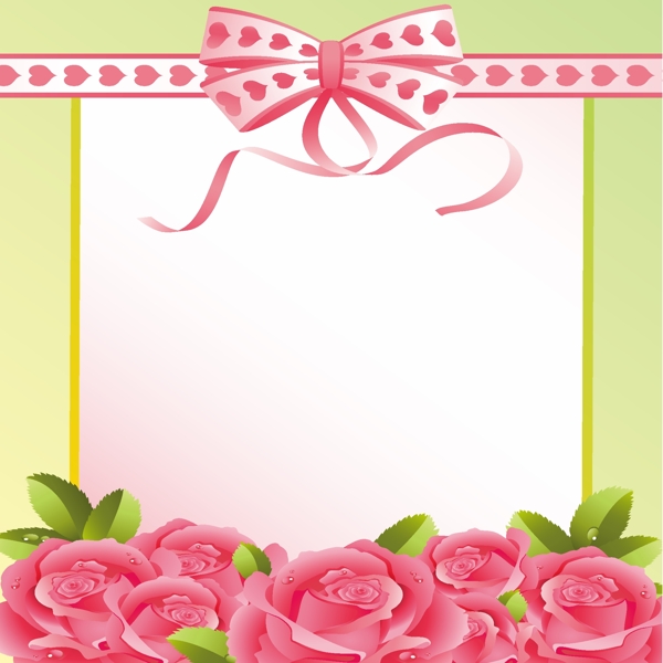 浪漫粉色玫瑰飘带卡片背景