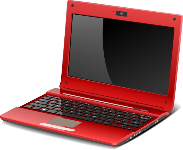 红色笔记本手提电脑矢量素材