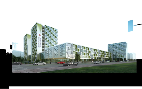 儿童医院建筑景观效果PSD分层素材