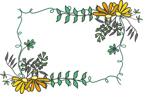 手绘植物边框绿叶矢量元素