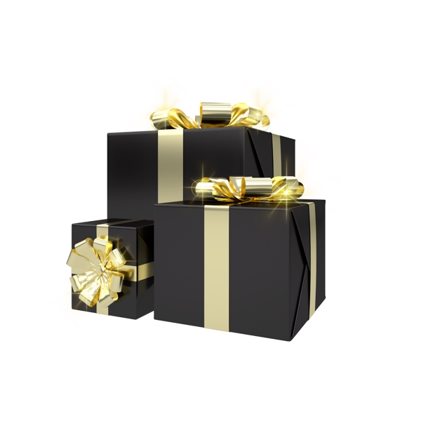 黑金庆典礼品盒免抠元素