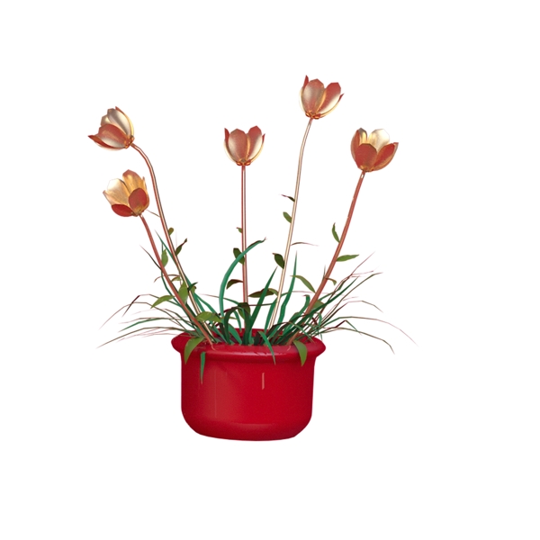 红色创意植物花朵元素
