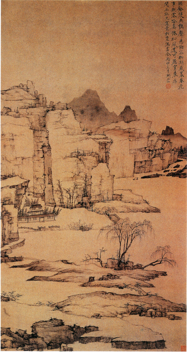 雨余柳色图山水画中国古画0681