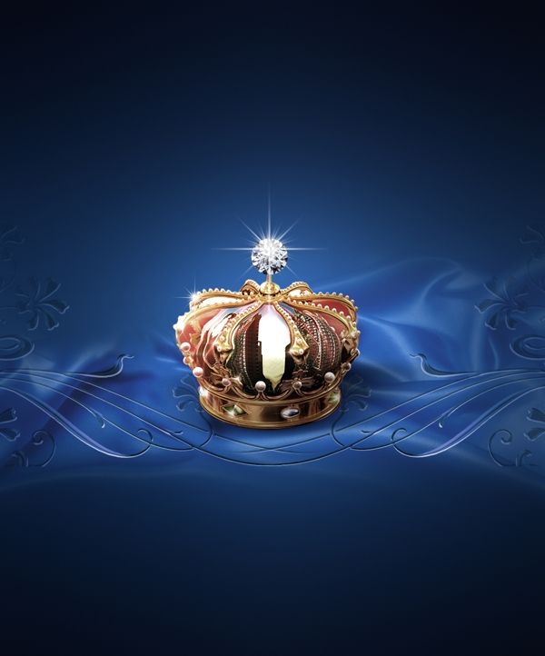 皇冠蓝色背景丝绸宝石