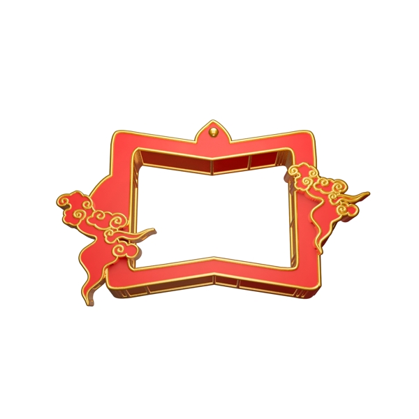 中国风红色金边装饰边框C4D