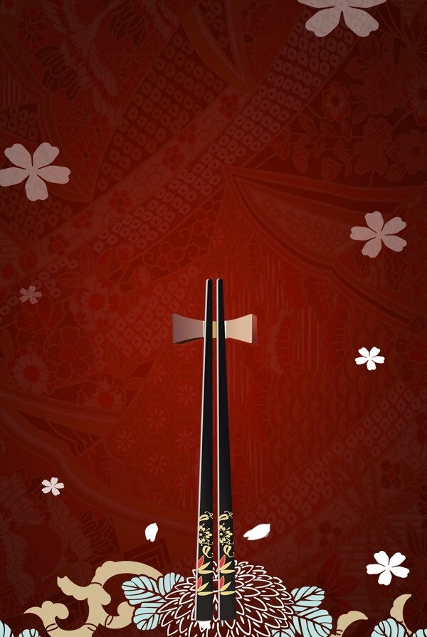 红色古风筷子古典广告背景