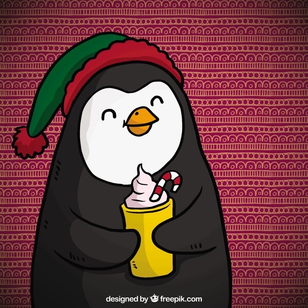漂亮的卡通圣诞企鹅
