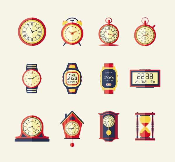复古手表时钟模型图标icon