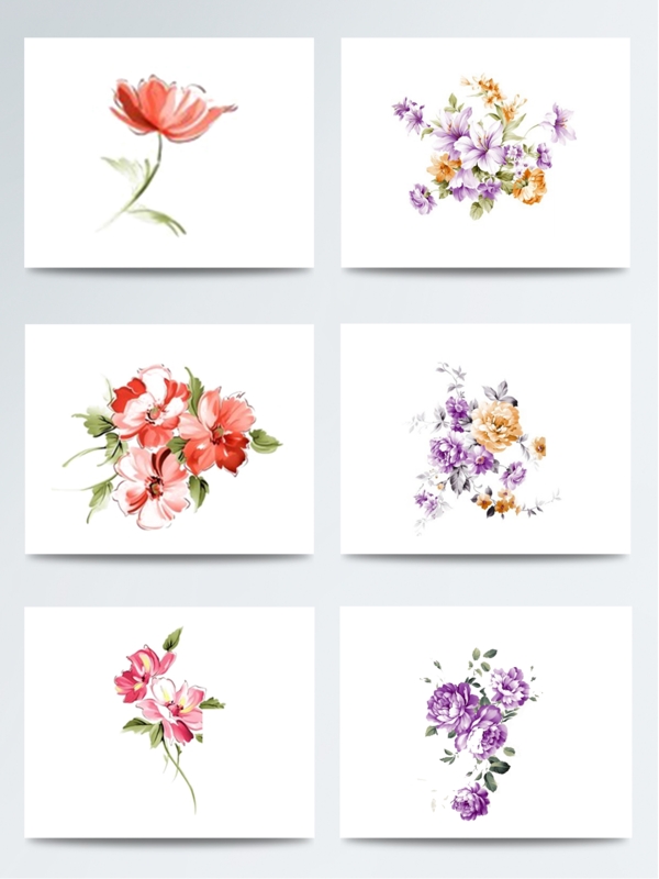 手绘水彩花卉卡通透明素材合集