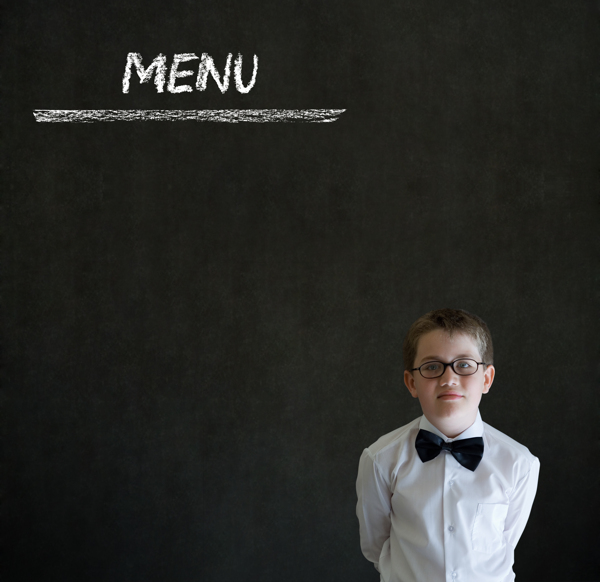 菜单与小男孩服务员图片