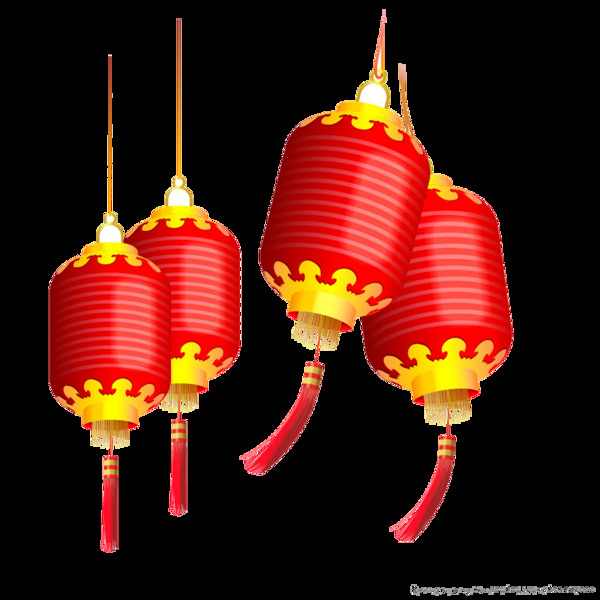 喜庆红色灯笼欢度新春节日元素
