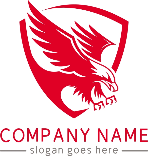 红色动物鹰俯冲高大上logo