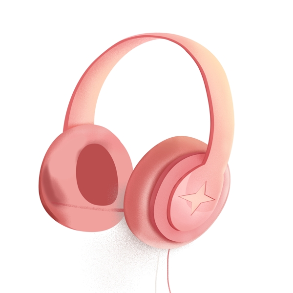 粉色卡通手绘耳机png元素