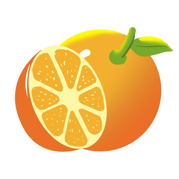 新鲜黄色橙子插画