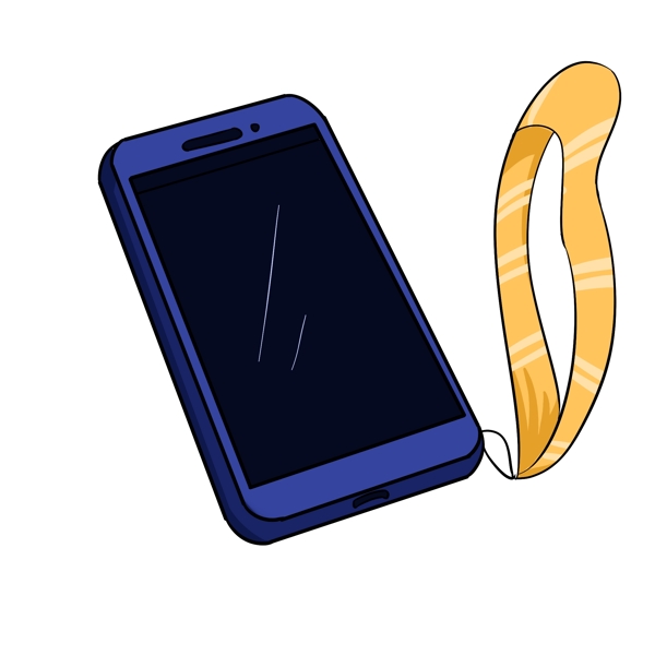 蓝色的手机手绘插画