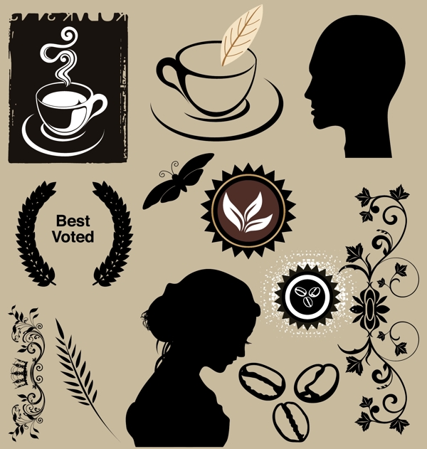 咖啡元素图案