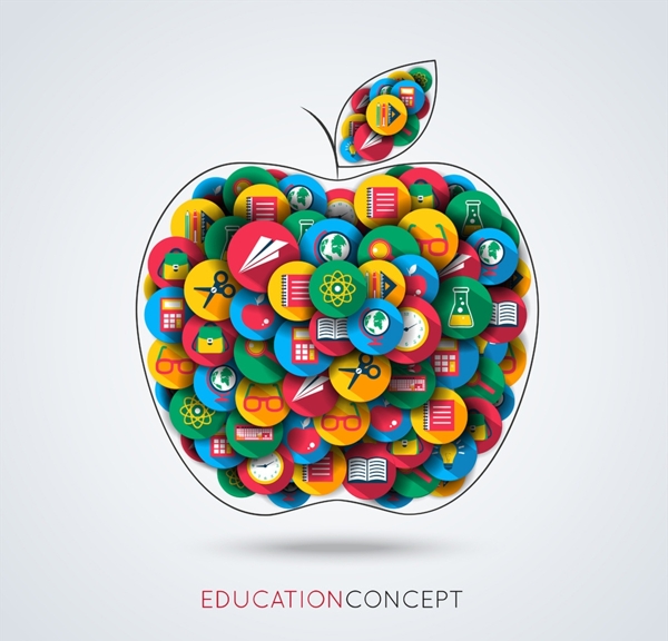 创意校园图标组合苹果