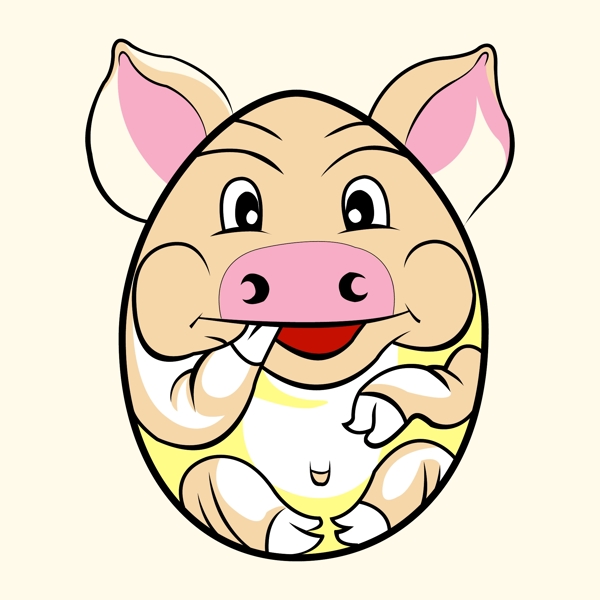 印花矢量图可爱卡通卡通动物十二生肖猪免费素材
