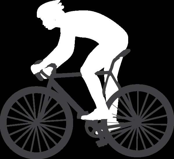 黑白骑自行车剪影免抠png透明图层素材