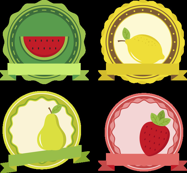 四个水果标签图标免抠png透明图层素材